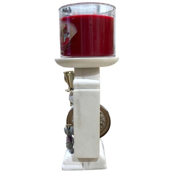 Bath & Body Works 2022 Christmas Clock And Mouse 3 Wick Candle Holder Pedestal - Picture 3 of 5